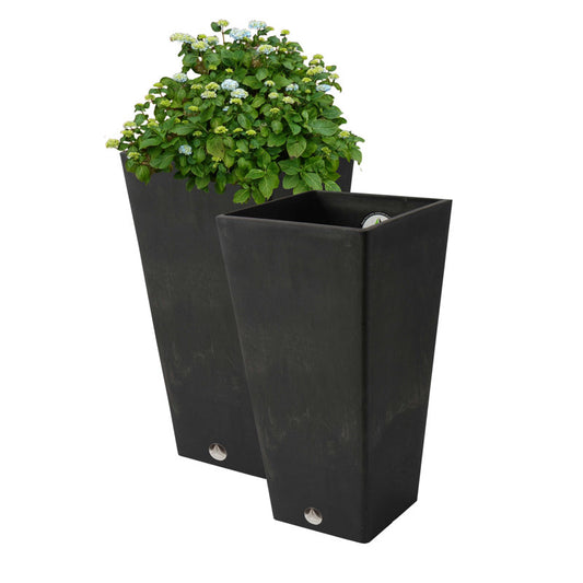 Cara Composite Pot Planter Set with Water Trays (Set of 2)